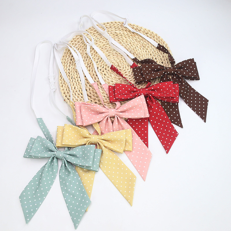 Floare de guler cu papion — model cu buline, Bow knot, lățime extra mare, poliester