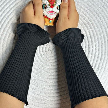 Unisex zimske pletene zagrijavajuće manšete za zglob, s čipkastim završetkom, japanski/korejski stil, prilagodljivo