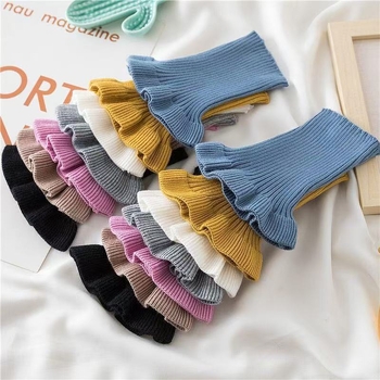 Unisex zimske pletene zagrijavajuće manšete za zglob, s čipkastim završetkom, japanski/korejski stil, prilagodljivo