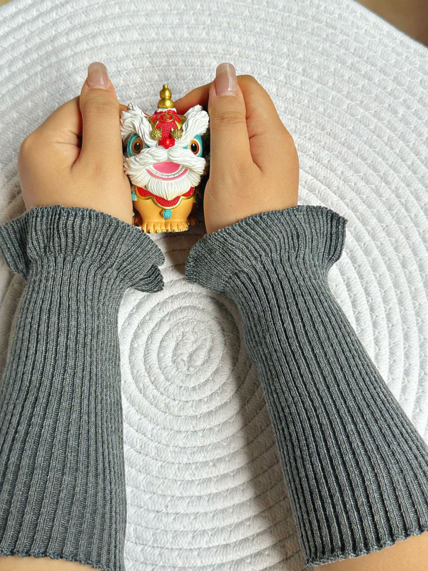 Unisex zimske pletene zagrijavajuće manšete za zglob, s čipkastim završetkom, japanski/korejski stil, prilagodljivo