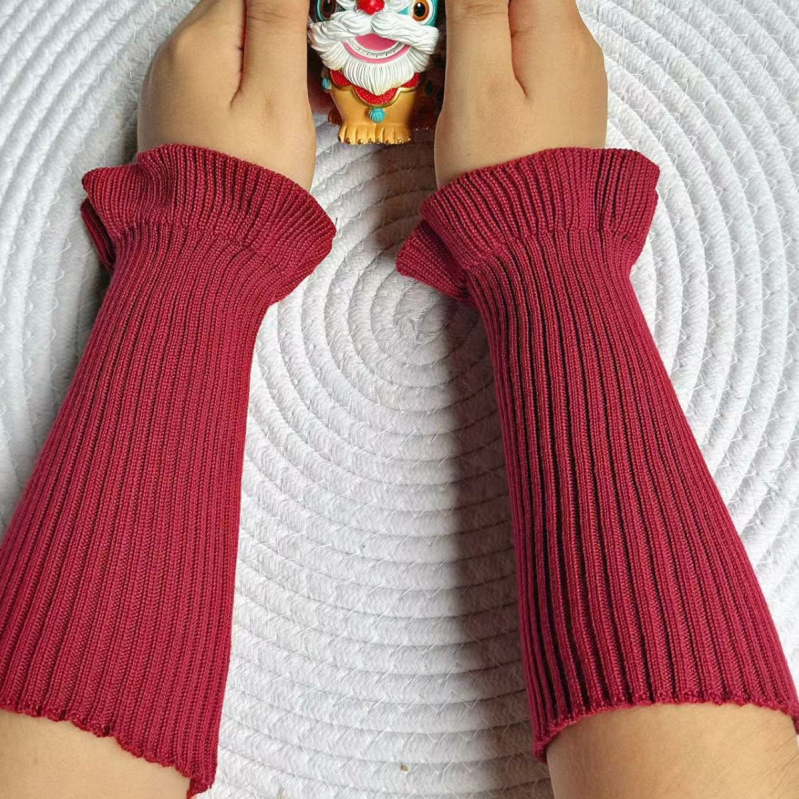 Unisex zimske pletene zagrijavajuće manšete za zglob, s čipkastim završetkom, japanski/korejski stil, prilagodljivo