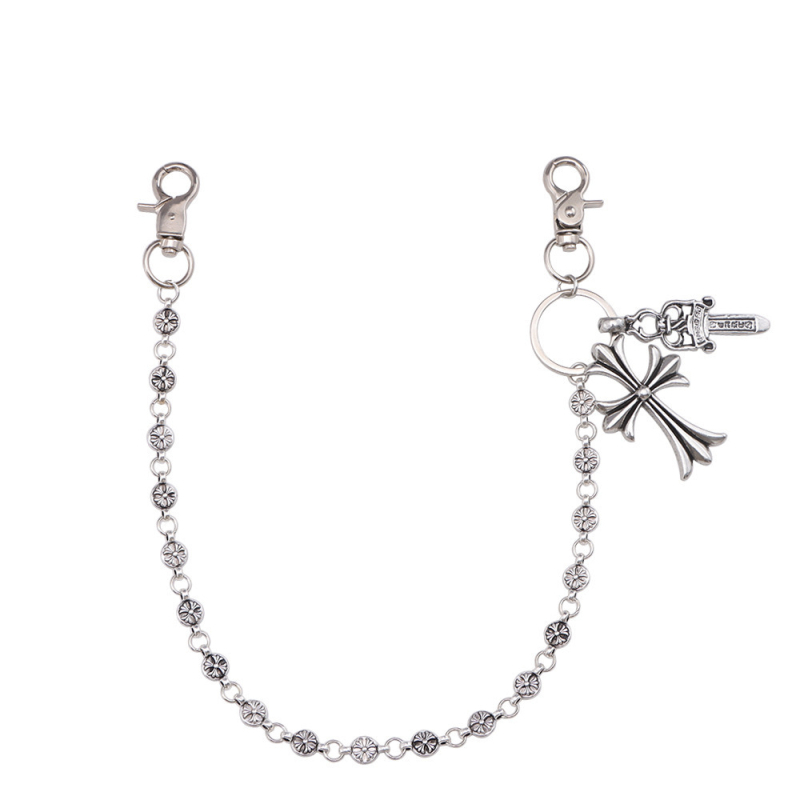 Lanac za struk s križem, privjeskom s mačem i kopčom hvataljkom (Lobster clasp) – metal, širina 2 cm, svestran stil