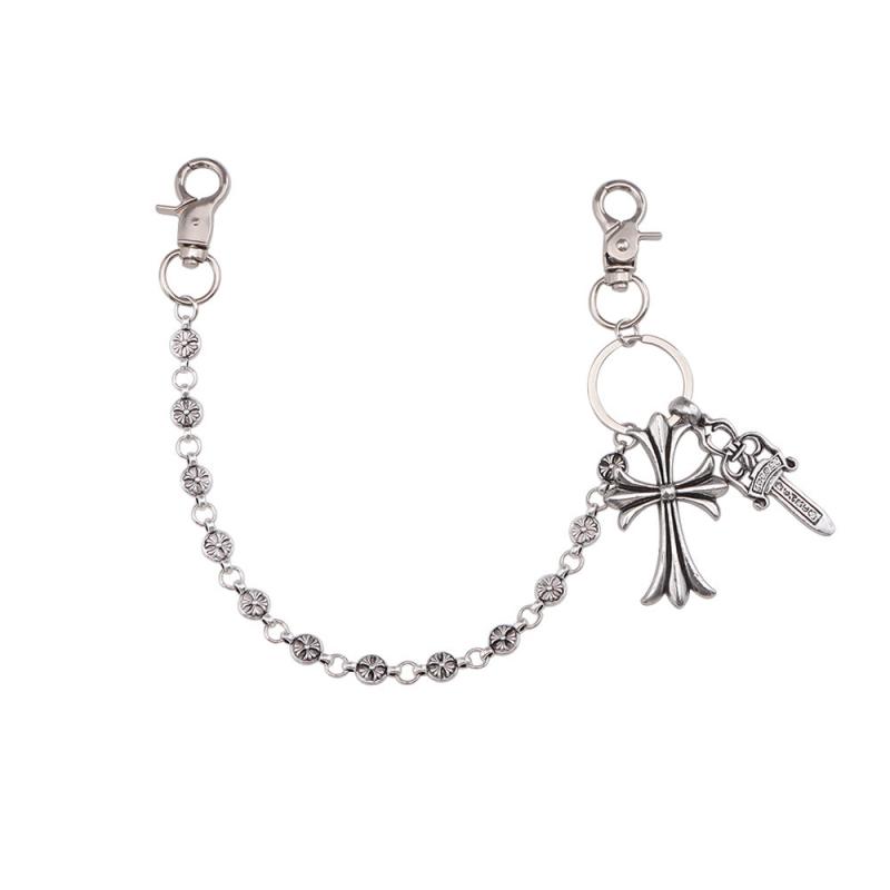 Lanac za struk s križem, privjeskom s mačem i kopčom hvataljkom (Lobster clasp) – metal, širina 2 cm, svestran stil