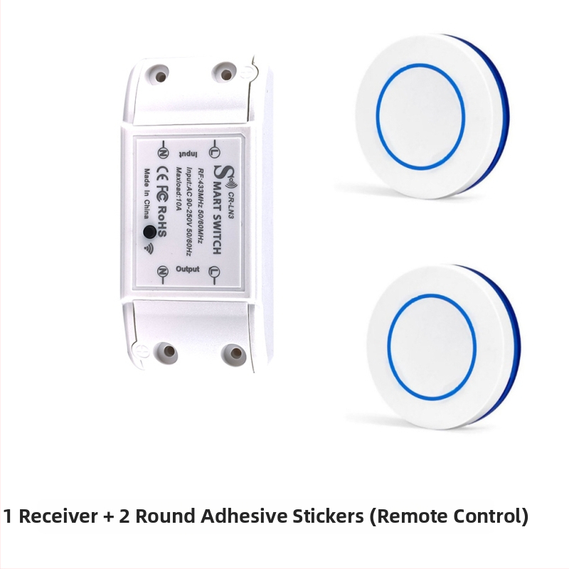 Bezdrôtový diaľkový vypínač osvetlenia, 433 MHz RF, 220V, samolepiaci (433 MHz RF, 220V, bezdrôtový, samolepiaci)