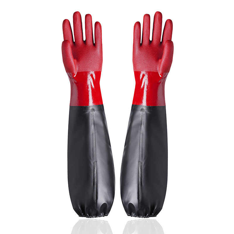 Γάντια PU με μακρύ και παχύτερο μανσέτο, ανθεκτικά σε οξέα και βάσεις, αδιάβροχα και ανθεκτικά στη φθορά για βιομηχανικό αλιευτικό τομέα