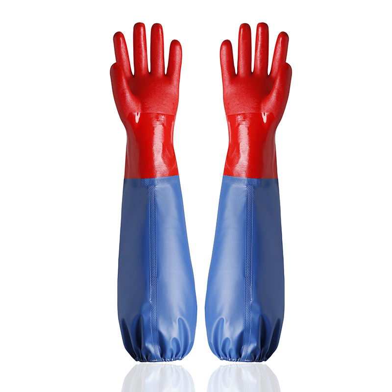 Γάντια PU με μακρύ και παχύτερο μανσέτο, ανθεκτικά σε οξέα και βάσεις, αδιάβροχα και ανθεκτικά στη φθορά για βιομηχανικό αλιευτικό τομέα