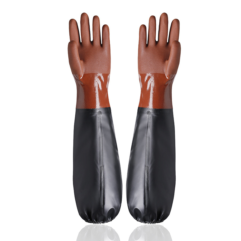 Γάντια PU με μακρύ και παχύτερο μανσέτο, ανθεκτικά σε οξέα και βάσεις, αδιάβροχα και ανθεκτικά στη φθορά για βιομηχανικό αλιευτικό τομέα