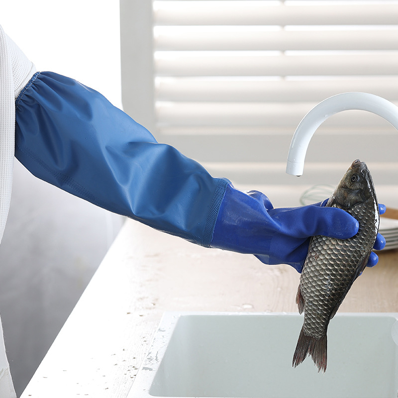 Γάντια PU με μακρύ και παχύτερο μανσέτο, ανθεκτικά σε οξέα και βάσεις, αδιάβροχα και ανθεκτικά στη φθορά για βιομηχανικό αλιευτικό τομέα