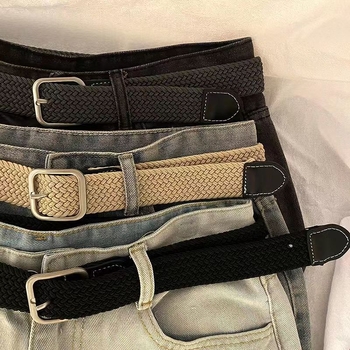 Unisex platneni pojas s iglom kopčom, ležerni stil