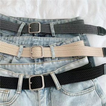 Unisex platneni pojas s iglom kopčom, ležerni stil