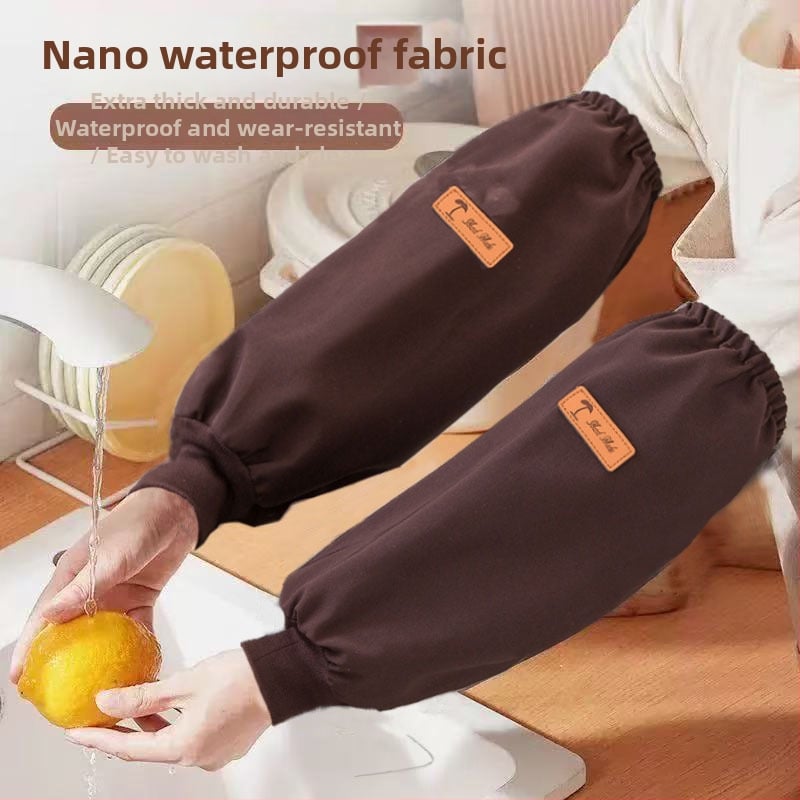 Ujjakkal ellátott vízálló kötény, poliészter, univerzális szabás, egyszínű minta