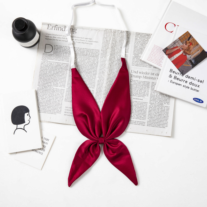 Guler cu floare și funda pentru femei - poliester, 12x12 cm, jacquard, monocrom, formă: funda/ săgeată