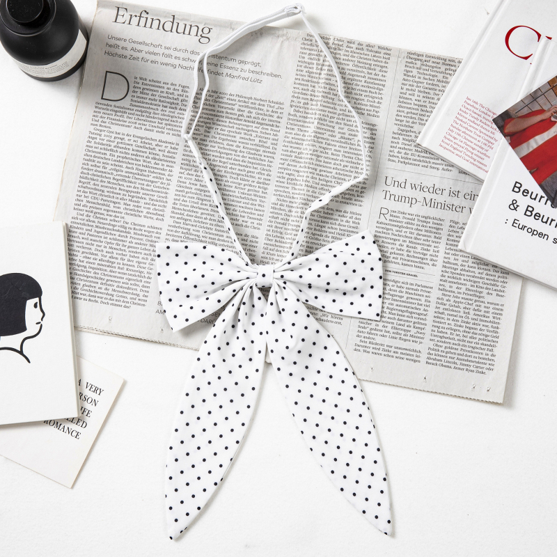 Guler cu floare și funda pentru femei - poliester, 12x12 cm, jacquard, monocrom, formă: funda/ săgeată