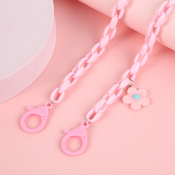 Slatki i svježi akrilni lančić za masku za djevojčice, ukrašen crtanim cvijećem. DIY lančić za naočale protiv pada.