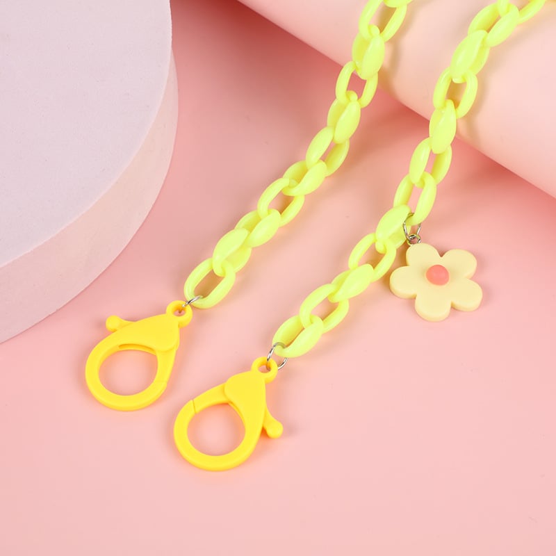 Slatki i svježi akrilni lančić za masku za djevojčice, ukrašen crtanim cvijećem. DIY lančić za naočale protiv pada.