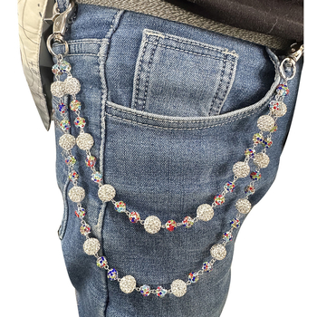Unisex metalni pojas lanac s dijamantnim kuglicama, hip-hop stil