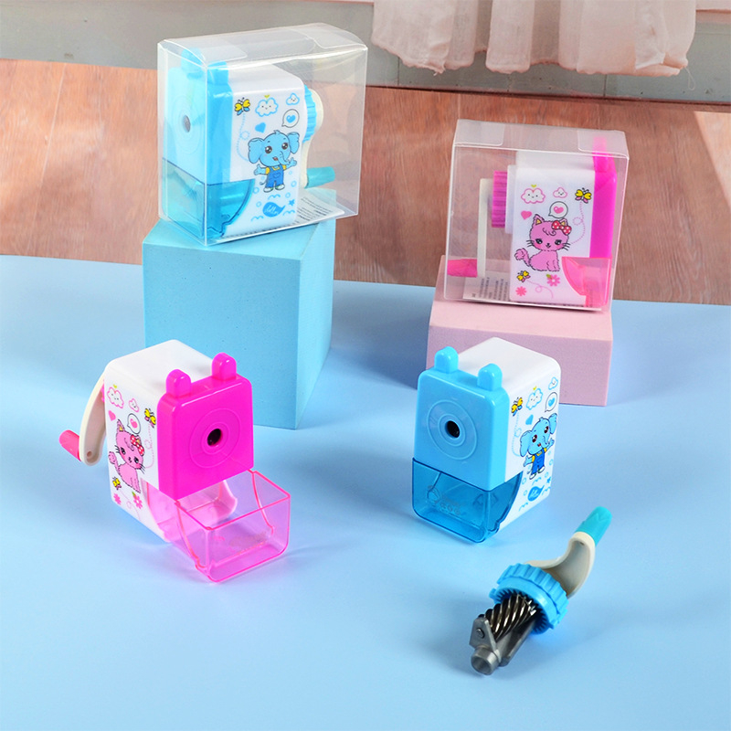 Oštrilo olovaka s ručnim pogonom, dizajn životinje, plastično kućište (Brend: Flounder; Model: Hand-cranked self-priming pencil sharpener; Materijal: Plastika)