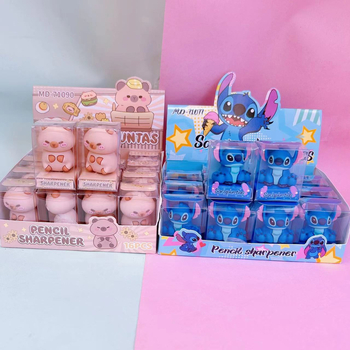 Oštrilo za olovke s dizajnom kapibare u karikaturi stilu, model 71090, tijelo od silikona, ručni pogon, pakiranje PVC kutija, 16 kom./kutija