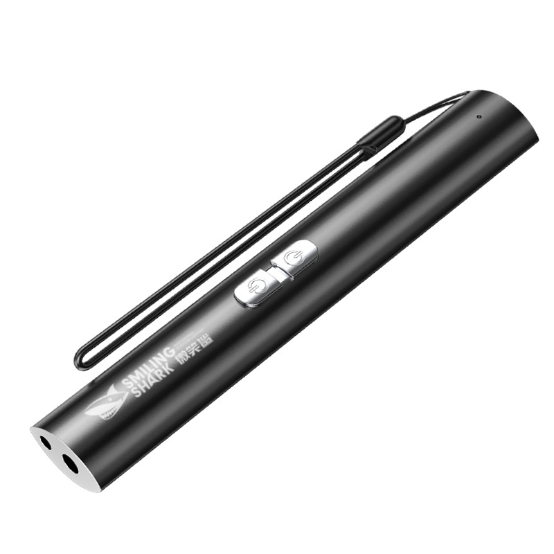 Mačja laserska igračka štapić od aluminijske legure, punjiva, laserski izvor, domet 100–200 m, pogon na ručni pritisak