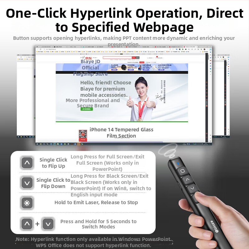 Bias Bi19 laserové pero na otáčanie stránok s laserovým ukazovateľom