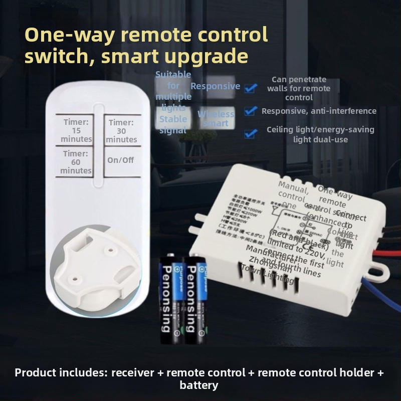 Bežični daljinski prekidač 220V — jednokanalan, jednosmjerni upravljač rasvjetom za stropno svjetlo i ventilator