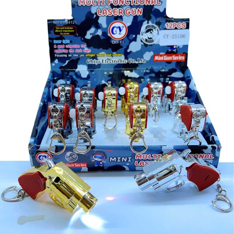 Mini laserska puška privjesak za ključeve od ABS plastike, elektroplirano, model CY-25105, ispis logotipa, prilagođena obrada