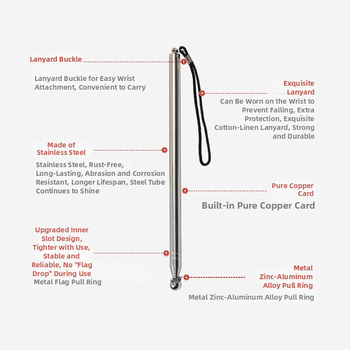 Fleck teleskopni stožer za zastavu od nehrđajućeg čelika s pokazivačem za podučavanje