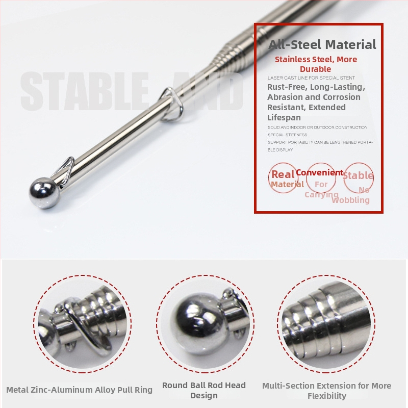 Fleck teleskopni stožer za zastavu od nehrđajućeg čelika s pokazivačem za podučavanje