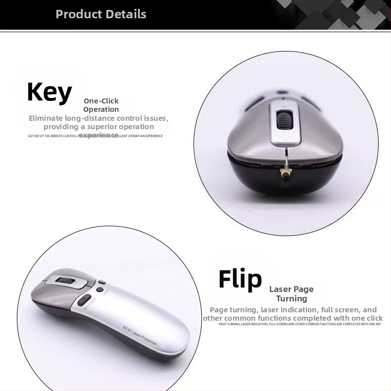 Laserové pero pre prezentácie s 2,4G bezdrôtovým pripojením k Androidu – prepínanie strán PPT, model Pr05, Sibote