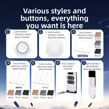 Bežični gumb za prekidač, Bluetooth 5.1 BLE, bez kablova, unutarnja uporaba, CE certifikat