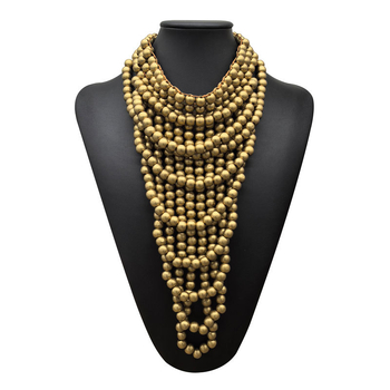 Ručna drvena ogrlica od perli, U-oblik, višeslojna, lanac s kuglicama