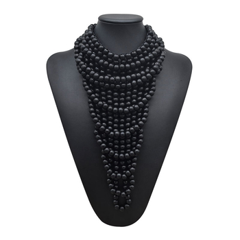 Ručna drvena ogrlica od perli, U-oblik, višeslojna, lanac s kuglicama