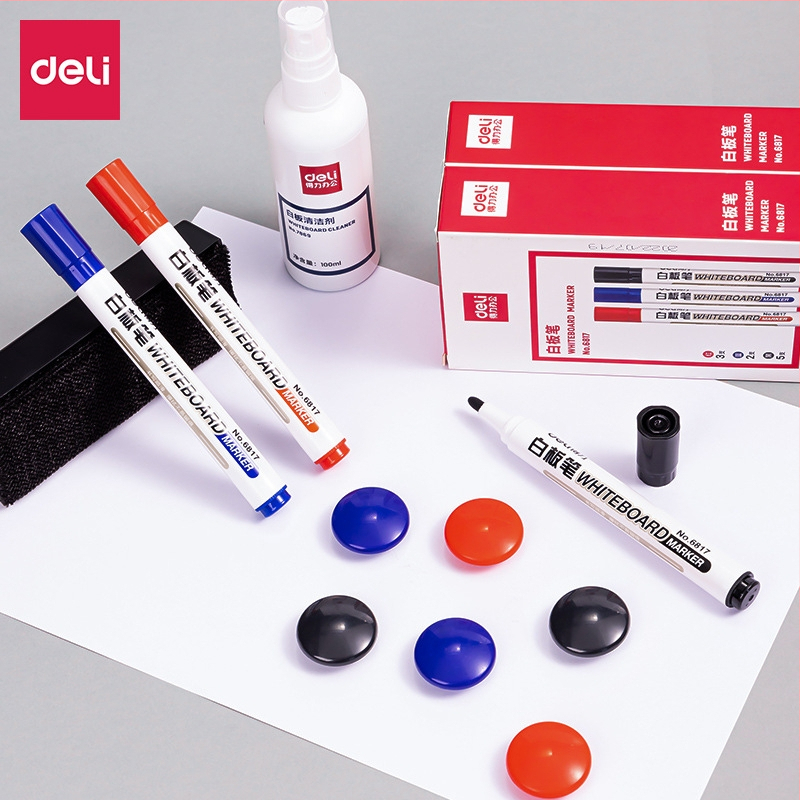 Sada príslušenstva k bielej tabuli MB402 od Deli pre kancelárske použitie (plastové telo; šírka čiary 1–3 mm; kancelárske použitie)