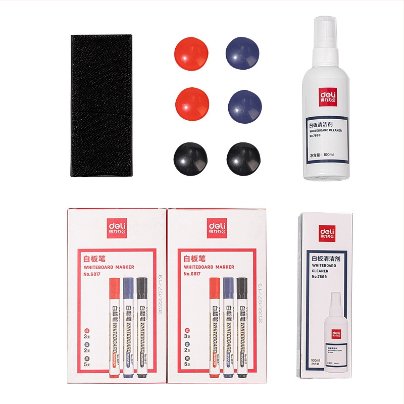 Sada príslušenstva k bielej tabuli MB402 od Deli pre kancelárske použitie (plastové telo; šírka čiary 1–3 mm; kancelárske použitie)