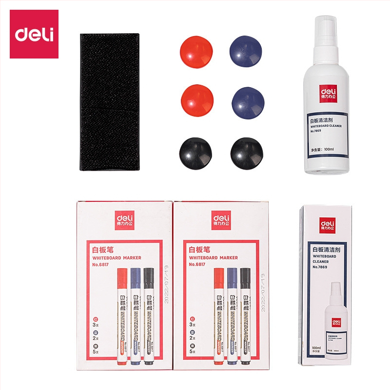 Sada príslušenstva k bielej tabuli MB402 od Deli pre kancelárske použitie (plastové telo; šírka čiary 1–3 mm; kancelárske použitie)