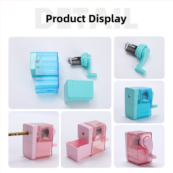 Femili Osnovno oštrenje olovke za pisanje, plastično, ručni pogon, geometrijski dizajn, pogodno za učenike i djecu