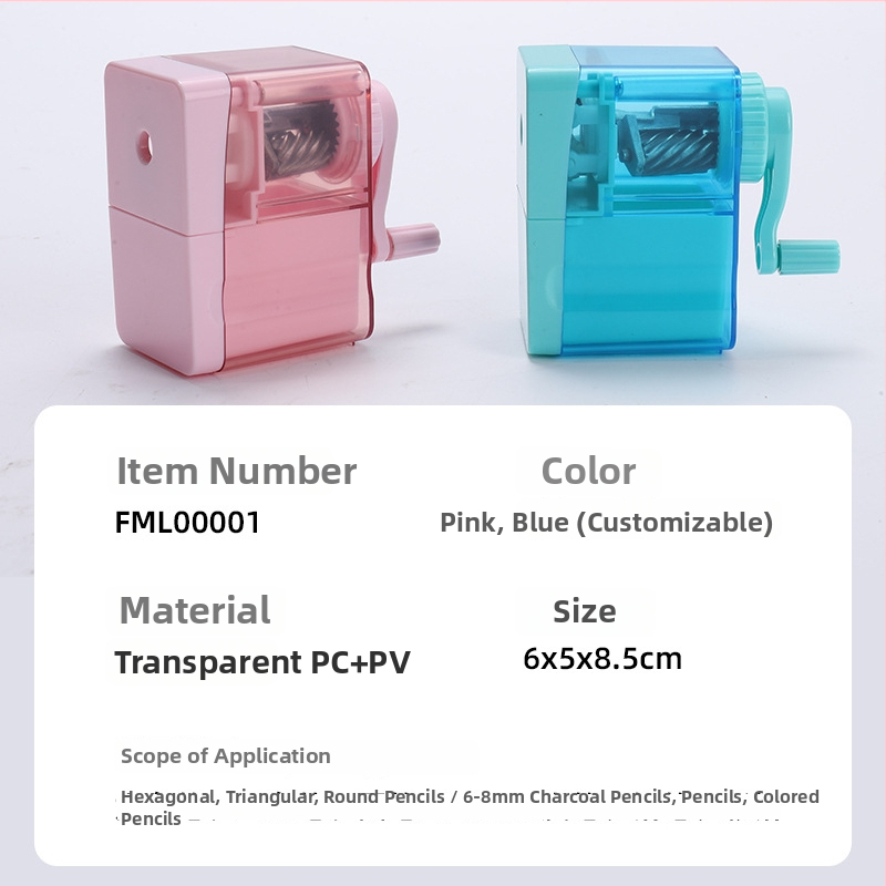 Femili Osnovno oštrenje olovke za pisanje, plastično, ručni pogon, geometrijski dizajn, pogodno za učenike i djecu