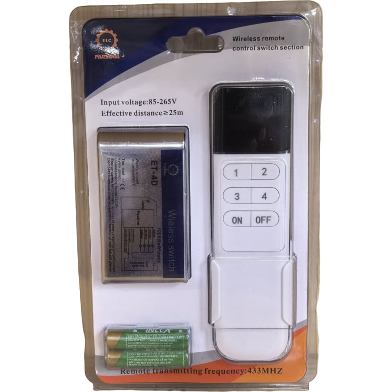 Cetverokanalni daljinski prekidač za lampe, bežično upravljanje (-20 °C do 45 °C; Marka: Jinyida; Kompatibilan sa svim tipovima lampi)