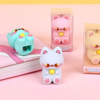 Weibo oštrilo za olovke – silikon, oblik mačke, ručno, model Weibo-71028, 29 g