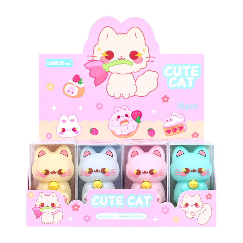 Weibo oštrilo za olovke – silikon, oblik mačke, ručno, model Weibo-71028, 29 g