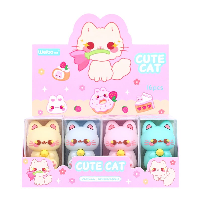 Weibo oštrilo za olovke – silikon, oblik mačke, ručno, model Weibo-71028, 29 g