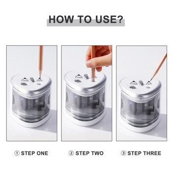 Električni oštrač za olovke s dvije rupe, model 8004, plastični, geometrijski dizajn