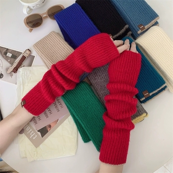 Kötött karvédők nőknek, koreai stílus, egyszínű minta, nyárra, őszre és télre alkalmas