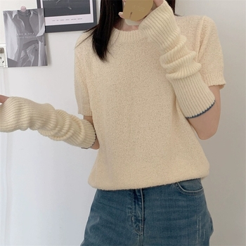 Kötött karvédők nőknek, koreai stílus, egyszínű minta, nyárra, őszre és télre alkalmas