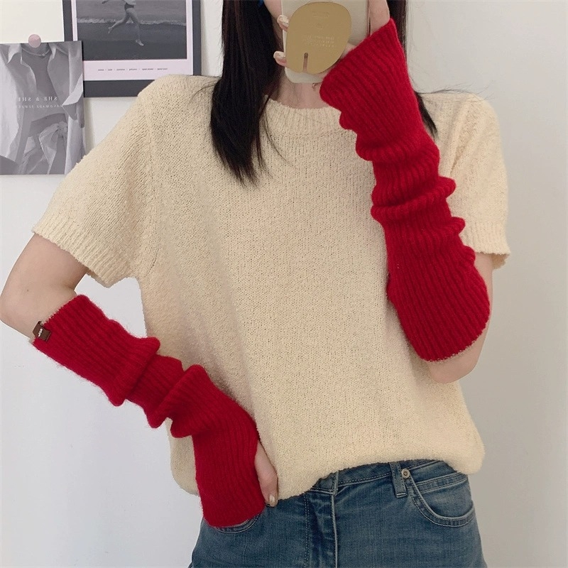 Kötött karvédők nőknek, koreai stílus, egyszínű minta, nyárra, őszre és télre alkalmas