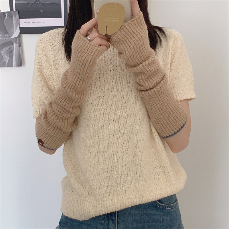 Kötött karvédők nőknek, koreai stílus, egyszínű minta, nyárra, őszre és télre alkalmas