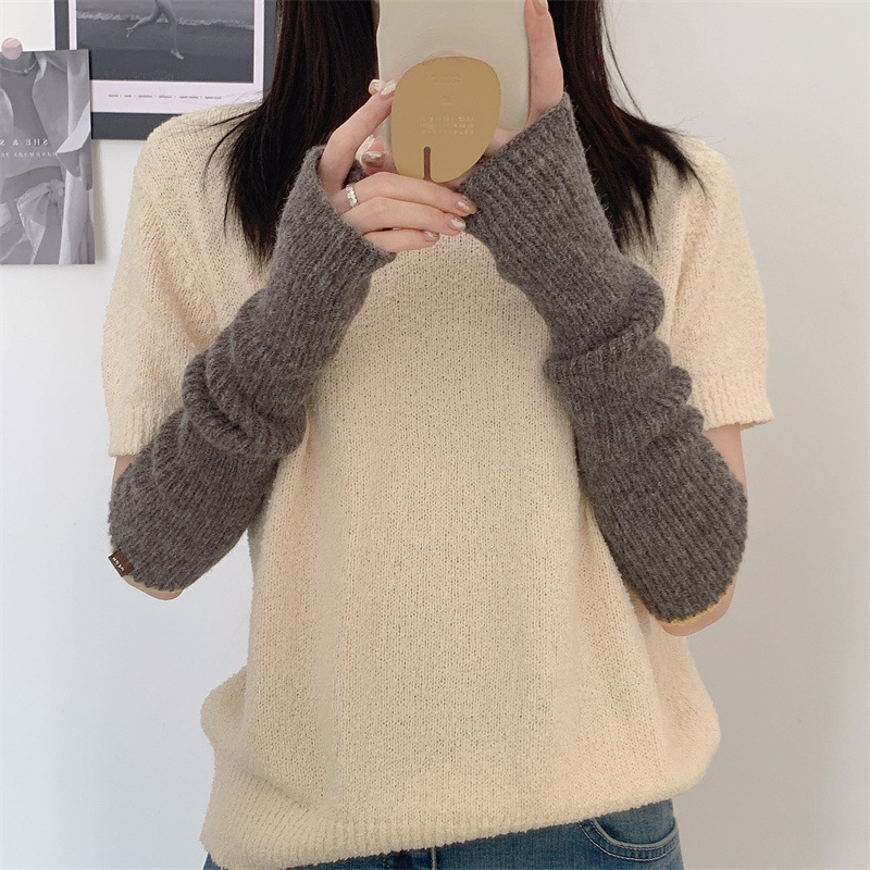 Kötött karvédők nőknek, koreai stílus, egyszínű minta, nyárra, őszre és télre alkalmas