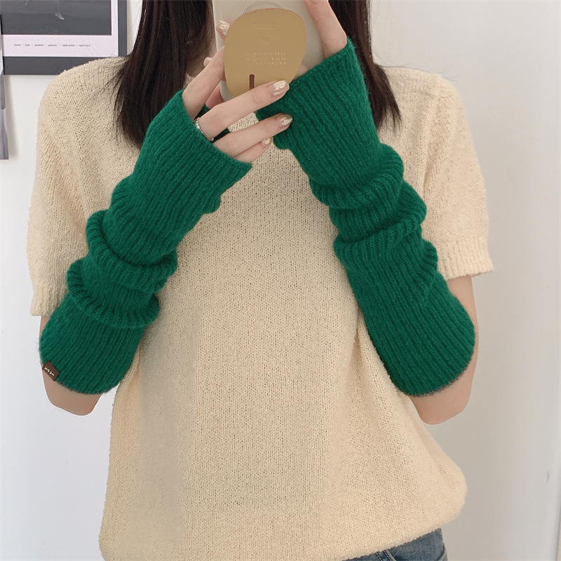 Kötött karvédők nőknek, koreai stílus, egyszínű minta, nyárra, őszre és télre alkalmas