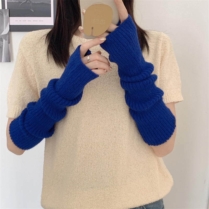 Kötött karvédők nőknek, koreai stílus, egyszínű minta, nyárra, őszre és télre alkalmas