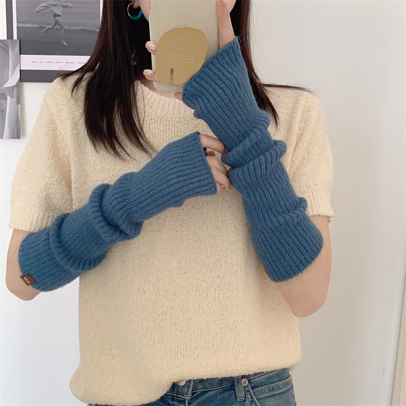 Kötött karvédők nőknek, koreai stílus, egyszínű minta, nyárra, őszre és télre alkalmas